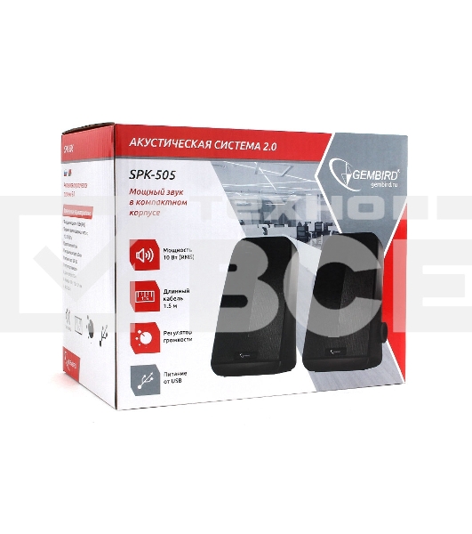 Акустическая система Gembird SPK-505, черный, 10 Вт, рег. громкости, USB-питание