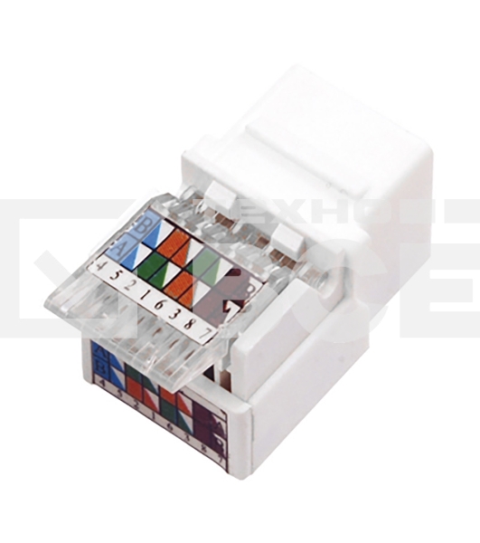 Модуль Rexant Keystone Jack RJ-45(8P8C), UTP неэкранированный, категория 5e, тип 180 градусов,самозажимной, белый