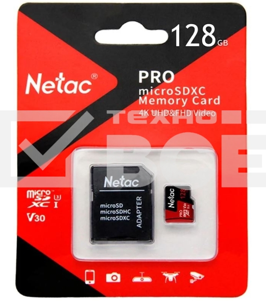 Флеш карта MicroSD card Netac P500 Extreme Pro 128GB, retail version w/SD adapter