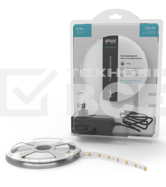 Лента Basic в комплекте 12V 6W/m 600lm/m 4000 IP65 LED 5m 1/80