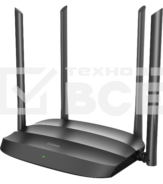 Роутер беспроводной Digma DWR-AC1201 AC1200 10/100BASE-TX черный (упак.:1шт)