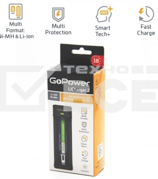 З/У для аккумуляторов GoPower LiCharger 4 Ni-MH/Ni-Cd/Li-ion/IMR 2 слота (1/100)