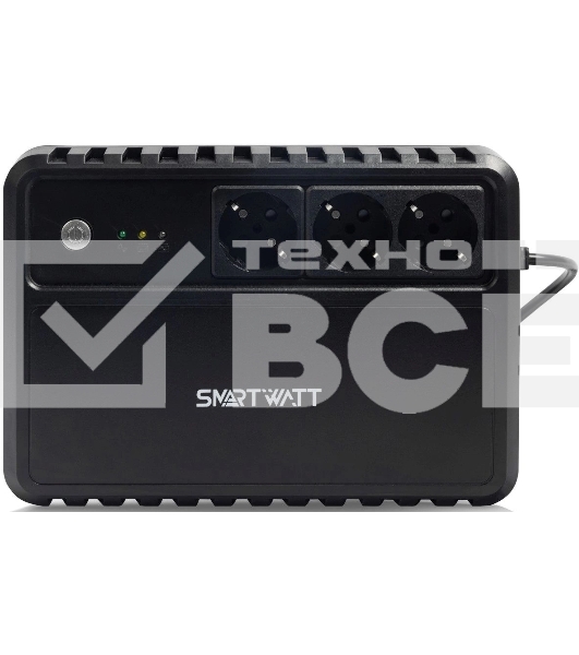 Источник бесперебойного питания SMARTWATT UPS SAFE 600 Line-interactive 600VA/360W Brick (Euro x3, LED, 255x175x93(мм), 4,2 кг, гарантия 24мес. (ИБП