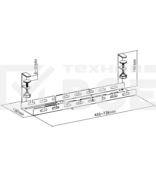 Кабель-канал Cactus CS-CM-700-1BK для столов 72.8x13x19см черный
