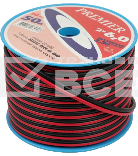 Кабель акустический Premier SCC-RB CCA 50м. черный/красный (25-009 50)