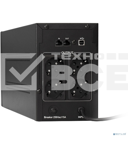 Источник бесперебойного питания ExeGate EP285515RUS SpecialPro UNB-2000.LED.AVR.EURO.RJ.USB 2000VA/1200W, LED, AVR, 4 евророзетки, RJ45/11, USB, Black