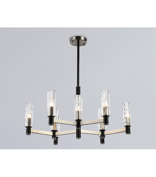Люстра Ambrella light LH55503/9 SN/BK/CL сатин никель/черный/прозрачный E14*9 max 40W D760*760