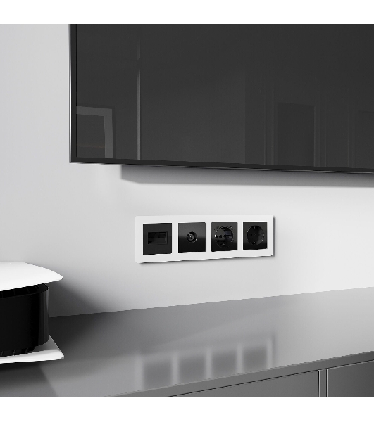 Накладка для двойной розетки Еthernet RJ-45 (черный акрил)