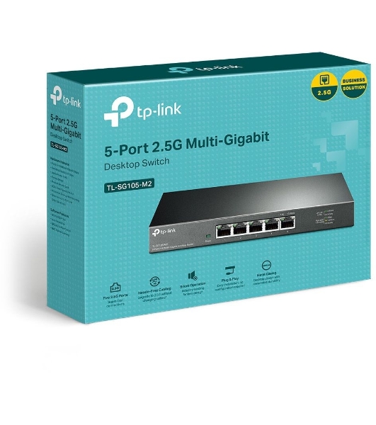 Коммутатор TP-Link 5-Port 2.5G Multi-Gigabit Desktop Switch, 5 × 2.5 G RJ45 Ports, Desktop Steel Case, Silent, Plug and Play, Wall mount.