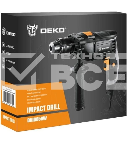 Дрель Deko DKID850W, 850 Вт, сетевая, ударная