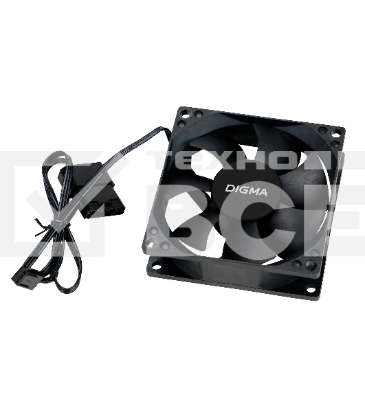 Вентилятор для корпуса Digma DFAN-80 черный, 80 мм, 1800 об/мин, 23 дБ, 4 pin