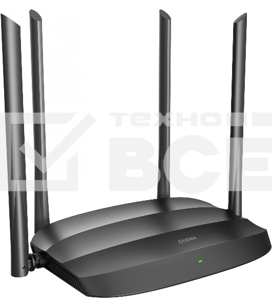 Роутер беспроводной Digma DWR-AC1201 AC1200 10/100BASE-TX черный (упак.:1шт)