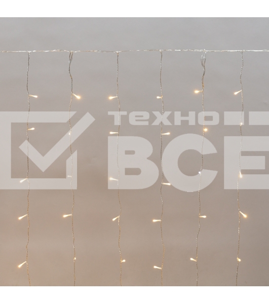 Гирлянда Дождь светодиодный 2х1,5м, эффект мерцания, прозрачный провод, IP44, 230В, диоды ТЕПЛЫЕ БЕЛЫЕ, 150LED NEON-NIGHT