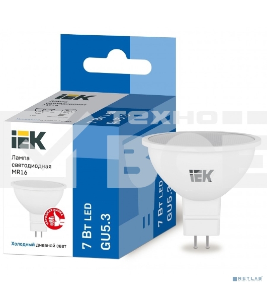 Лампа светодиодная ECO MR16 софит 7Вт 230В 6500К GU5.3 ИЭК LLE-MR16-7-230-65-GU5