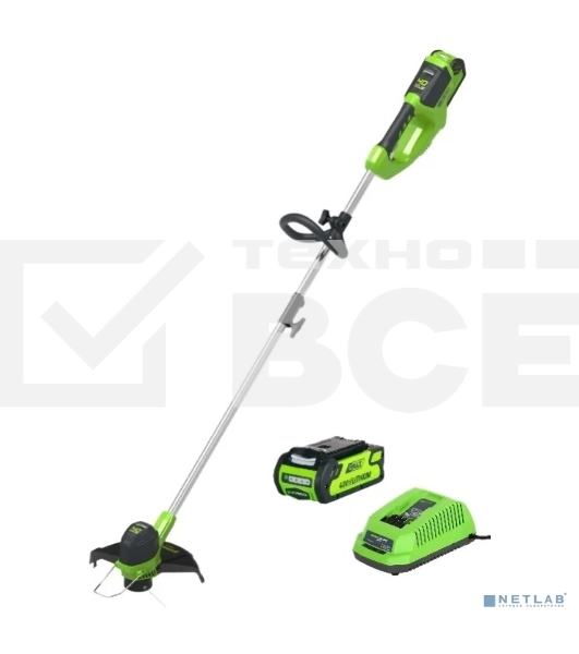 Триммер аккумуляторный Greenworks G40LTK4, 40V, 30 см, с 1хАКБ 4 А.ч и ЗУ 2101507UB