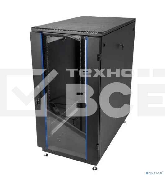 Шкаф телекоммуникационный ЦМО напольный 24U (600 x 800) дверь стекло, черный, ШТК-М-24.6.8-1ААА-9005