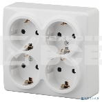 Розетка 11-2211-01 4х2P+E Schuko со шторками, 16АХ-250В, ОУ, Эксперт, белый (8/80/1280) Б0020709 ЭРА, фото 1