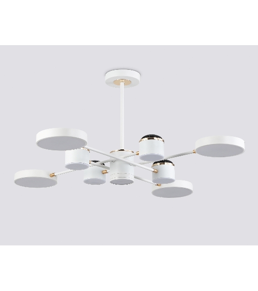 Люстра светодиодная на штанге Ambrella light FL51627/9+4 WH/FGD белый/золото 132W 3000-6000K D850*370 (без ПДУ)
