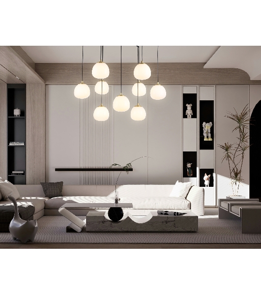 Светильник Ambrella light LH51001/6+3 SGD/BK/FR золотой песок/черный /белый матовый G9*9 max 28W D750*700