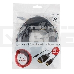 Кабель HDMI->VGA Cablexpert A-HDMI-VGA-03-5M, 19M/15M + 3.5Jack, медь, позол.разъемы, 5м, черный, пакет, фото5