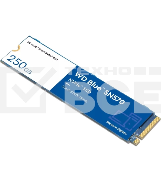 Накопитель SSD WD Blue SN570 WDS250G3B0C, 250Gb, PCIe 3.0 x4, M.2 2280, NVMe, R/W 3300/1200