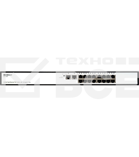 Неуправляемый PoE-коммутатор ORIGO OS1218P/190W/A1A 16x100Base-TX PoE+, 2x1000Base-T, PoE-бюджет 190 Вт, корпус металл