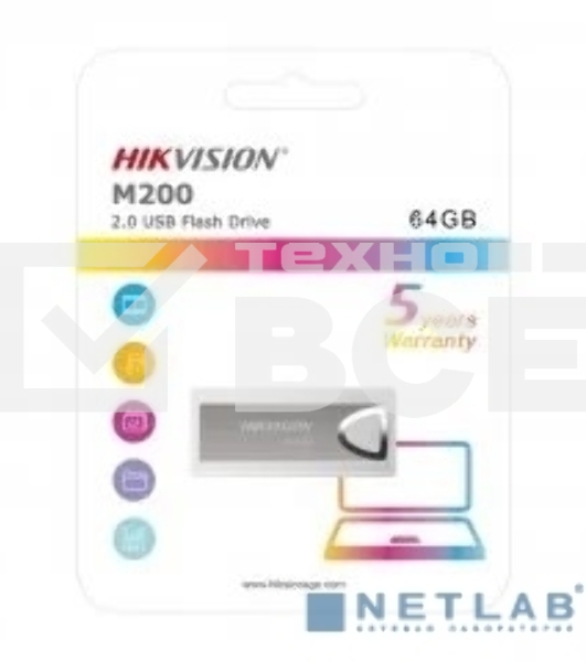 Флеш диск Hikvision 64Gb HS-USB-M200/64G USB2.0 серебристый