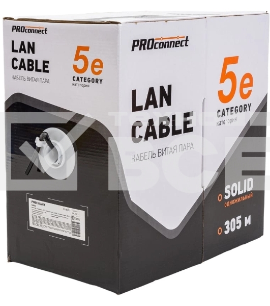 Кабель информационный PROconnect 01-0045-3 кат.5E UTP 4 пары 24AWG PE внешний 305м черный