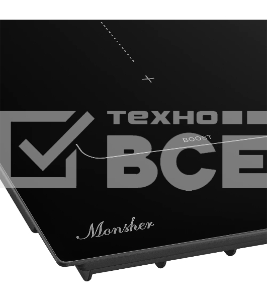 Варочная поверхность MONSHER MHI 6016, индукция, инвертер, 60 см, 9 уровней мощности, бустер, Stop and Go, автоматическое отключение, таймер, индикатор остаточного тепла, сенсорное/слайдерное управление, цвет черный