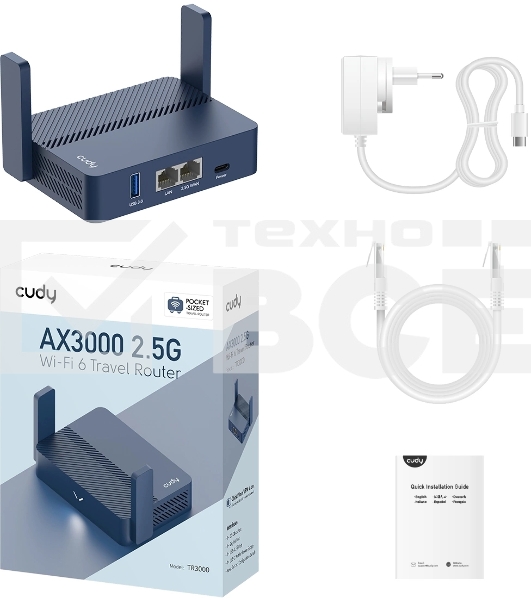Маршрутизатор Cudy TR3000, AX3000, 2,5 Гбит/с (WAN) + 1 Гбит/с (LAN)1 USB3.0, MU-MIMO, Mesh (TR3000)