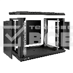 Шкаф телекоммуникационный 19' настенный 9U ExeGate EC-WM-9U.450.G.BLACK (19', 9U, 600x450x500 мм (ШхГхВ), передняя дверь закаленное стекло, съемные боковые панели, пыле- и влагозащита IP23, черный RAL 9004), фото4