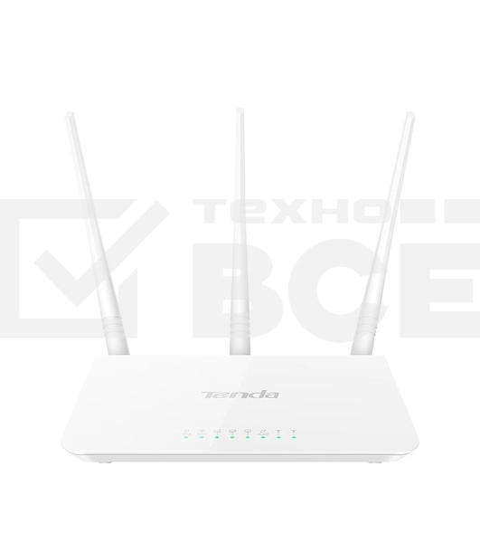 Сетевое оборудование TENDA F3 маршрутизатор 802.11n, до300Мбит/с, 2T2R, LAN: 3х10/100Мбит/с, WAN: 1х10/100Мбит/c, 3 внешние антенны 5дБи.