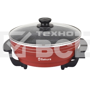 Электросковорода Sakura SA-7716R Master Chef 1800-2000Вт 32х9см кругл красн