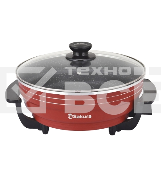 Электросковорода Sakura SA-7716R Master Chef 1800-2000Вт 32х9см кругл красн