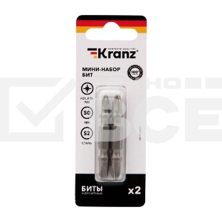 Мини-набор бит KRANZ PZ2xPZ2, PZ1xPZ3-50 мм (2 шт./уп.)