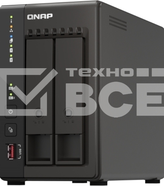 SMB QNAP TS-253E-8G NAS, 2-tray w/o HDD. 2xHDMI-port. 4-core Celeron J6412 2-2.6 GHz, 8GB DDR,  2x2.5Gb LAN, 2 x M.2 2280 PCIe Gen 3 x2, 2x USB 3.2 Gen 2 (10Gbps) Port, 2x USB 2.0 port
