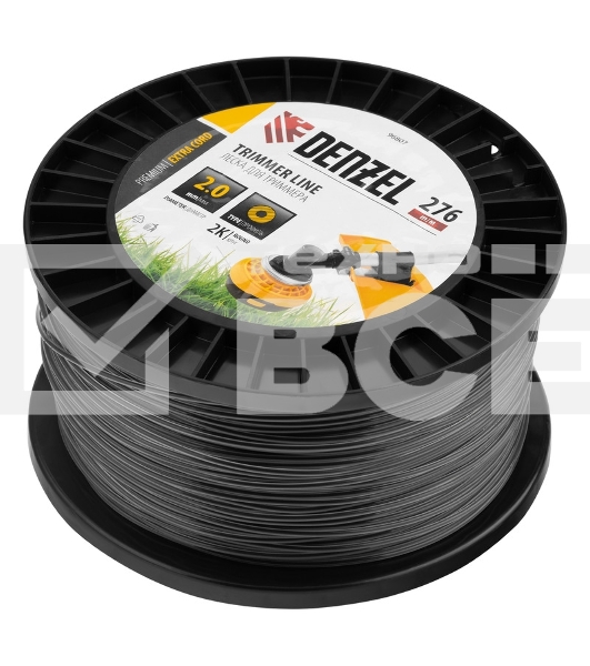 Леска для триммера двухкомпонентная круглая, 2,0мм х 276м, на DIN катушке EXTRA CORD Denzel