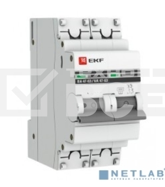Автоматический выключатель EKF mcb4763-2-50C-pro 2P 50А (C) 4,5kA ВА 47-63 EKF PROxima