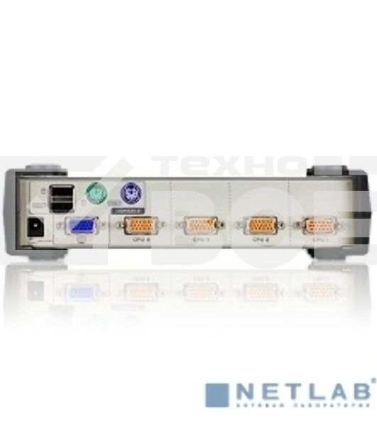 Переключатель ATEN CS84U(-AT) 4-портовый KVM-переключатель {1 user(HDB15(SVGA Female)+KBD(PS/2)+MOUSE(PS/2), KVM-порты: SPHD18(Female). В комплекте: кабели KVM (2L-5201P)-4шт. Не требует внешнего питания}