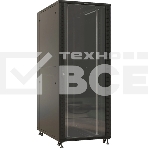 Шкаф серверный Hyperline (TTBR-4281-AS-RAL9004) напольный 42U 800x1000мм пер.дв.стекл задн.дв.спл.стал.лист 4 бок.пан. 1000кг черный 910мм 140.8кг 2055мм IP20 сталь, фото2