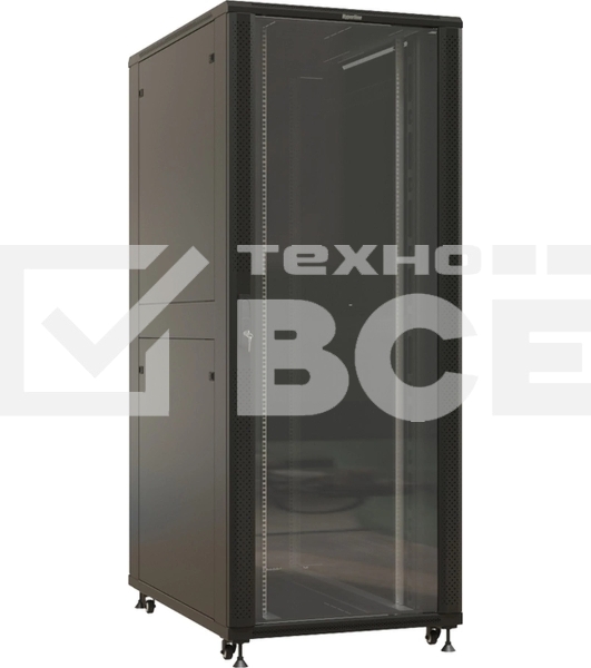 Шкаф серверный Hyperline (TTBR-4281-AS-RAL9004) напольный 42U 800x1000мм пер.дв.стекл задн.дв.спл.стал.лист 4 бок.пан. 1000кг черный 910мм 140.8кг 2055мм IP20 сталь
