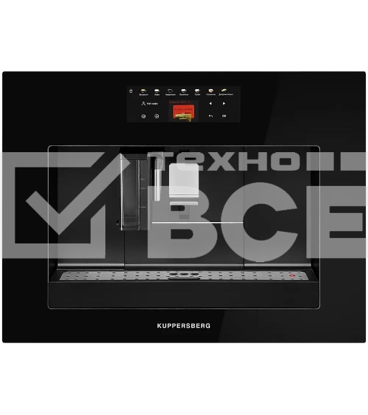 Встраиваемая кофемашина Kuppersberg KCM 183 Black High-Tech, контейнер для молока, 9 уровней помола, автоматическое выключение, сенсорное управление, капучинатор (автоматический), макс. давление 19 бар, объем контейнера для зерен 200 гр, объем емкости для