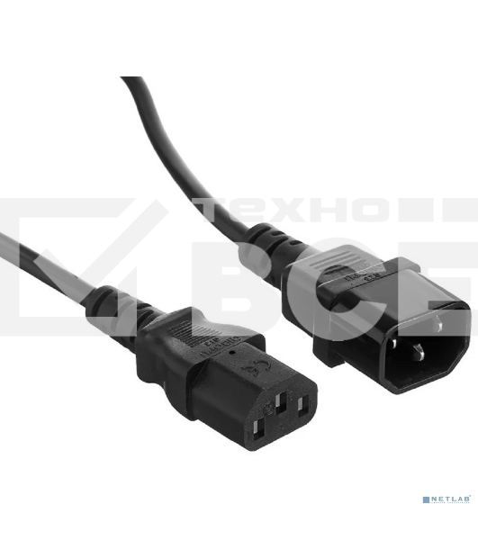 Кабель питания ExeGate Power EC-0,5P (C13->C14, VDE-250V-3*1.0мм2, медь, черный, 16A, 0.5м)
