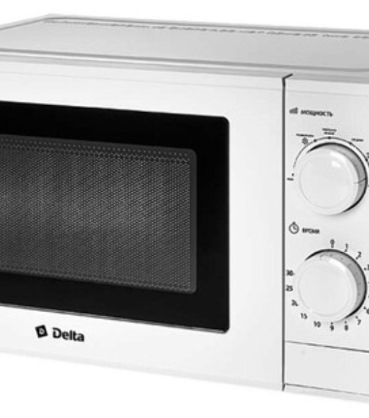 Микроволновая печь Delta DL-84L20 белый, 20 л, 700 Вт, переключатели - поворотный механизм