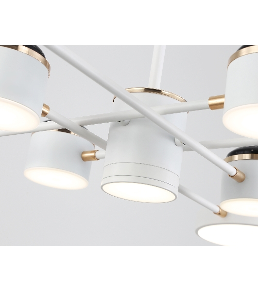 Люстра светодиодная на штанге Ambrella light FL51627/9+4 WH/FGD белый/золото 132W 3000-6000K D850*370 (без ПДУ)
