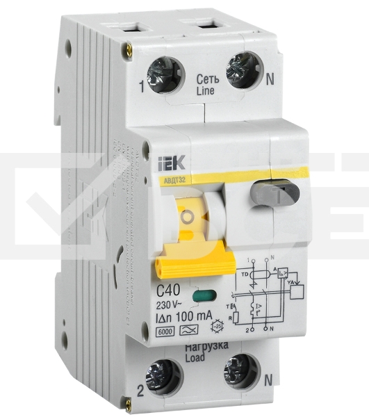 Выключатель автоматический дифференциального тока Iek MAD22-5-040-C-100 АВДТ 32 C40 100мА