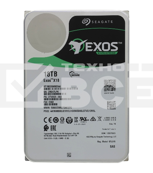 Жесткий диск Seagate HDD Server Exos X18 512E/4kn ( 3.5'/ 18TB/ SAS 12Gb/s / 7200rpm)