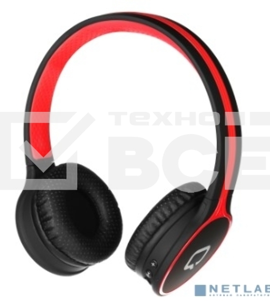 Наушники Qumo Accord 3 (BT-0020) черный/красныйнакладные Bluetooth 4.2300мА-чдо 6х часов в режиме разговора