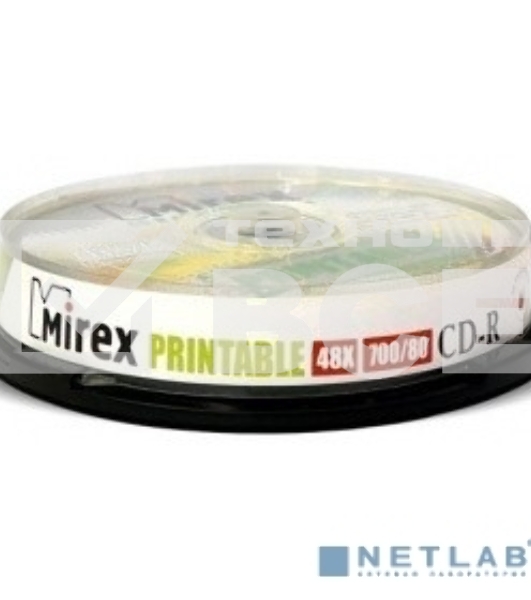 Диск CD-R Mirex 700 Mb, 48х, Cake Box (10), Ink Printable (10/300)