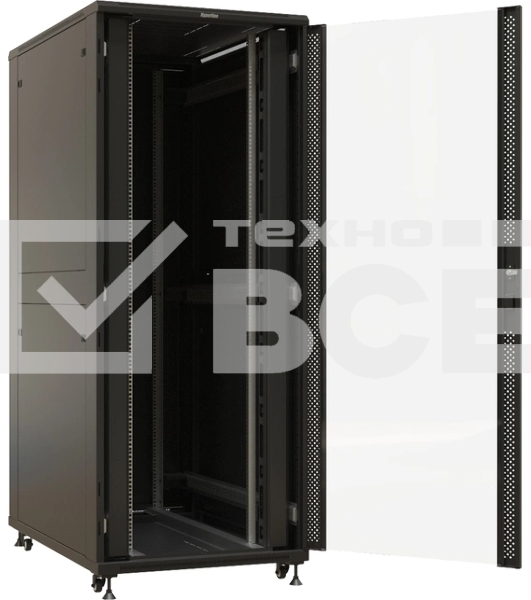 Шкаф серверный Hyperline (TTBR-4281-AS-RAL9004) напольный 42U 800x1000мм пер.дв.стекл задн.дв.спл.стал.лист 4 бок.пан. 1000кг черный 910мм 140.8кг 2055мм IP20 сталь
